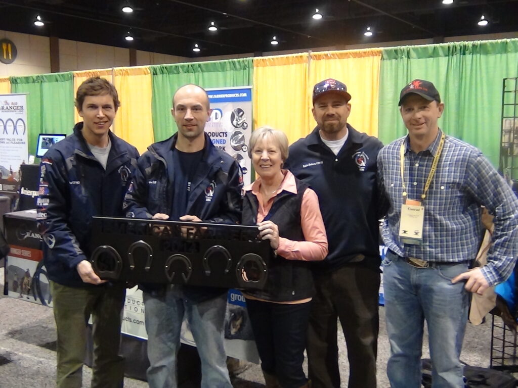 The American Farrier’s Team presented FPD with a shoe board in appreciation of FPD’s continued support. Josh Stanley, Ben Mangan, Linda Hill, Robbie Mederos and Team Manager Conrad Trow. Nto Pictured: Rusty Wells and Jake Engler